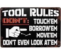 Vintage Metal Tin Sign Tool Rules Signs Retro Funny Tin Signs Man Cave Wall Decor For Home Office Bar Pub Garage Signs 12x16 Inch