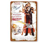 Vintage Metal Tin Sign Vintage James Bond 007 Octopussy Film and Television Poster Wall Deco for Bar Coffee Man Cave 8 X 12 Inch