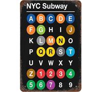 Vintage Metal Tin Sign Vintage Nyc Subway Alphabet Wall Decor New York City Subway Poster Art For Home Living Room Office Cafe Bar 8x12 Inch