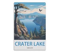 Vintage Metal Tin Sign Wall Decor Decorative Tin Sign Funny Art Plaque Poster for Home Kitchen Bar Club DecorationCrater Lake Oregon30x40cm(12x16 Zoll) A733