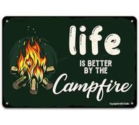 Vintage Metal Tin Sign Wall Plaque,Life Is Better By The Campfire,Outdoor Street Garage Home Bar Club Wall Decor 8x12 Inch