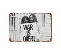 Vintage Metal Tin Sign War is Over John Lennon Yoko Ono Peace Campaign Black and White Poster Well Art Iron Painting Retro for Home Kitchen Cafe Pub Sign Plaque Crafts Decor (08×12inch-Framed)