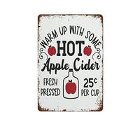 Vintage Metal Tin Sign Warm Up With Some Hot Apple Cider Poster Cute Fall Autumn Decor Farmhouse Signs Thanksgiving Decor Suitable For Home Kitchen Bar Cafe Decor Retro Metal Tin Sign 8X12 Inches