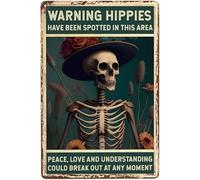 Vintage Metal Tin Sign Warning Hippies Have Been Spotted in The Area Sign Funny Tin Signs Vintage Posters For Home Kitchen Office Coffee Bar Wall Art Sign 6x8 Inch