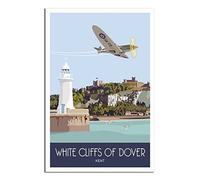 Vintage Metal Tin Sign White Cliffs of Dover Kent Metal Wall Art Bar Sign for Kitchen Pubs Coffee Metal Wall Decoration 15 * 30CM