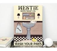 Vintage Metal Tin Sign White Terrier Bath Soap Co. Wash Your Paws Poster, Westie Dog Poster, Vintage Bathroom Sign Decor, Nice Arse Poster, Dog Lover Gift Tin plaque 12x8 Inch