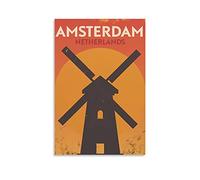Vintage Metal Tin Signs Amsterdam Netherlands Sunset Metal Plaques Man Cave Vintage Wall Accessories Metal Tin Signs for Home Kitchen Club Bar Decorations 20 * 30CM
