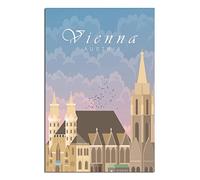 Vintage Metal Tin Signs Austria Vienna Stephen's Cathedral Vintage Tin Sign Metal Retro Art Wall Poster for Home Club Garden Decor 30x30CM
