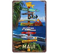 Vintage Metal Tin Signs - Beach Direction Sign All Ways Great on Maui Hawaiian Travel Poster - Wall Decor Plaque for Home Bar Pub Cafe Club 8x6 Inches