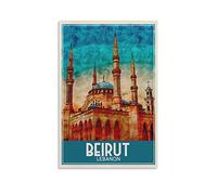 Vintage Metal Tin Signs Beirut Mohammad Amin Mosque Castle Metal Plaques Man Cave Vintage Wall Accessories Metal Tin Signs for Home Kitchen Club Bar Decorations 30x40cm