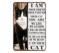 Vintage Metal Tin Signs Black Cat I Am Your Friend Your Partner Tin Signs Funny Bar Club Cave Home Kitchen Wall Decor 6x8 Inch
