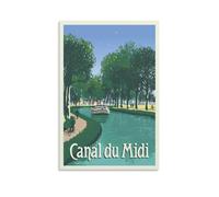 Vintage Metal Tin Signs Canal Du Midi Boat Vintage Tin Sign Metal Retro Art Wall Poster for Home Club Garden Decor 15x30CM