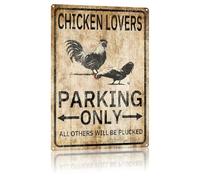 Vintage Metal Tin Signs Chicken Lovers Parking Only Funny Tin Sign Rustic Wall Decor for Home Kitchen Chicken Coop Farmhouse Garden Yard Porch Indoor Outdoor 8x12 Inch