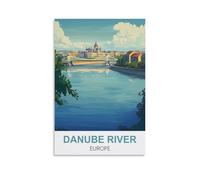 Vintage Metal Tin Signs Danube River Europe Posters Wall Poster Retro Tin Sign Metal Plaque for Bar Wall Decor Home Living Room Wall Art Decor 30x40cm