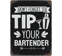 Vintage Metal Tin Signs Don't Forget To Tip Your Bartender Funny Posters Bar Man Cave Kitchen Dining Room Living Room Club Bathroom Home Art Wall Decor Plaque Gifts 6x8 Inch