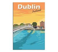 Vintage Metal Tin Signs Dublin Ireland Skyline Vintage Tin Sign Metal Retro Art Wall Poster for Home Club Garden Decor 15x30CM
