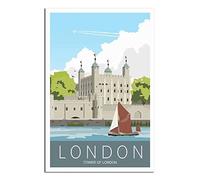 Vintage Metal Tin Signs England Tower of London Skyline Vintage Tin Sign Metal Retro Art Wall Poster for Home Club Garden Decor 20x30CM
