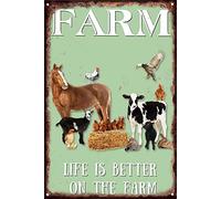 Vintage Metal Tin Signs - Farm Sweet Farm Life Is Better on the Farm - Sign for Cafe Home Bar Pub Garage Hotel Garden Wall Decor Art Birthday Gifts for Roommates and Classmates 8x12 Inch