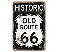 Vintage Metal Tin Signs Garage 8 x 12 Sign - Historic Old Route 66 Car Sign Old School Garage Sign