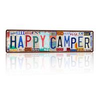 Vintage Metal Tin Signs Happy Camper, Funny Bar Wall Art Painting For Home Pub, Man Cave Accessories, Outdoor Garden Plaques, Hanging Wall Decor For Bedroom Office Living Room Bathroom