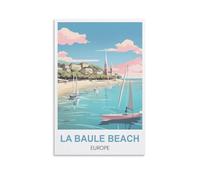 Vintage Metal Tin Signs La Baule Beach Europe Wall Poster Retro Tin Sign Metal Plaque for Bar Wall Decor Home Living Room Wall Art Decor 20x30cm