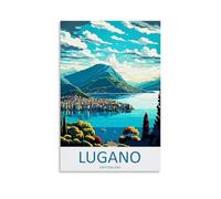 Vintage Metal Tin Signs Lugano Switzerland Wall Art Vintage Decor for Man Cave Garages Home Bedroom Retro Decor 20x30cm