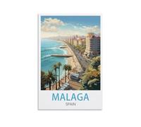 Vintage Metal Tin Signs Malaga Spain Metal Wall Art Bar Sign for Kitchen Pubs Coffee Metal Wall Decoration 15 * 30CM