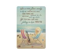 Vintage Metal Tin Signs Metal Plaque Retro Turtle And Beach I Can‘T Help Falling In Love With You Farmhouse Metal Posters For Home Garden Living Room,Bedroom,Porch Retro Wall Decor 8X12 Inch