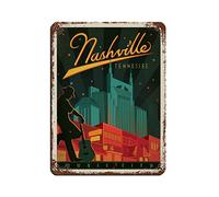 Vintage Metal Tin Signs Nashville Broadway Music City Travel Tin Signs Metal Poster Wall Decor Office Cafe Bathroom Bedroom 30x40cm