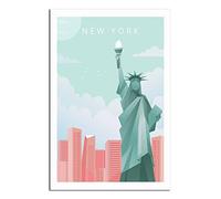 Vintage Metal Tin Signs New York Statue of Liberty Skyline Ideal for Pub Shed Bar Office Man Cave Home Bedroom Dining Room Kitchen 30x30CM