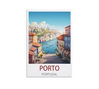 Vintage Metal Tin Signs Porto Portugal Posters Wall Poster Retro Tin Sign Metal Plaque for Bar Wall Decor Home Living Room Wall Art Decor 20x30cm