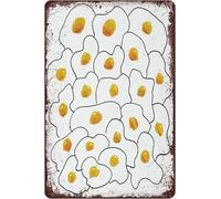 Vintage Metal Tin Signs Retro Fried Eggs Print Kitchen Decor Breakfast Lover Gift Egg Art Plaque Retro Metal Tin Sign Vintage Sign for Home Coffee Wall Decor 8x12 Inch