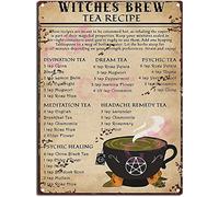 Vintage Metal Tin Signs Retro Witches Brew Tea Recipe Knowledge Restoring Ancient Ways Home Decor Interesting Bathroom Wall Art Home Decor 8x12 inch inch-Aluminium Sign
