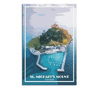 Vintage Metal Tin Signs Saint Michael's Mount Cornwall Vintage Tin Sign Metal Retro Art Wall Poster for Home Club Garden Decor 30x40CM