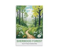 Vintage Metal Tin Signs Sherwood Forest Nottinghamshire Wall Poster Retro Tin Sign Metal Plaque for Bar Wall Decor Home Living Room Wall Art Decor 20x30cm