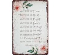 Vintage Metal Tin Signs Whatever is True Sign Wall Art Print Funny Decors Office Decor for Bar Farm Room Wall Hanging Signs Decor Plaque Gift for Women Men 12x8 Inch Inch Plaque Tin Sign