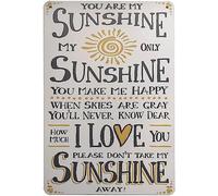 Vintage Metal Tin Signs You are My Sunshine Decorative Sign Cream with Grey Lettering Aluminum Poster Plaque Wall Decor Gift for Home Kitchen Bar Coffee Shop 12x16 Inches