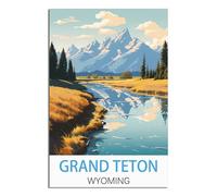 Vintage Metal Tin Wall Sign Grand Teton Wyoming Tin Signs for Home Kitchen Bar Coffee Shop Club Orchard Decoration 30x30cm