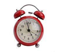Vintage Metal Twin Bell Alarm Clock with Extra Loud Alarm and Backlight, Battery Powered for Bedroom, Desk, Kids, Adults, and Heavy Sleepers (Red)