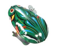 Vintage Metal Wind-up Jumping Frog Clockwork Tin Toys Classic Gift