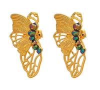 Vintage metallic colored diamond butterfly earrings with a unique and exclusive style