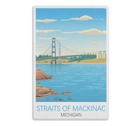 Vintage Metel Tin Signs Novelty Garden Signs Retro Wall Decor Home Wall Signs, Straits of Mackinac Michigan 15 * 30cm
