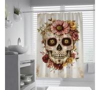 Vintage Mexican Sugar Skull Shower Curtain Day of The Dead Bath 200x240cm