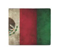 Vintage Mexico Flag Leather Wallet Slim Purse with ID Window RFID Blocking Bifold for Men Women