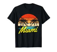 Vintage Miami Florida Retro Palm Trees Sunset Graphic T-Shirt