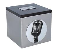 Vintage Microphone Cremation Urn: Stainless Steel Memorial for Music Lovers (Plaque/Yes)