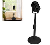 Vintage Microphone Prop Model,Microphone Prop Model with 4.5in Stable Base,Adjustable Height 13.0-16.1in Antique Microphone Prop Mini Musical Instrument for Photography (Black)