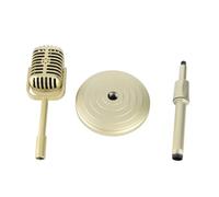 Vintage Microphone Prop Model, Microphone Table Decor with Stand, Retro Style Mic Prop Set for Photography (Golden)