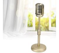 Vintage Microphone Prop Model vintage microphone Microphone Prop Model with 4.5in Stable Base,Adjustable Height 13.0-16.1in Antique Microphone Prop Mini Musical Instrument for Photography (Gold) nan