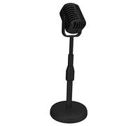 Vintage Microphone Prop Model with Adjustable Stand, Old Fashioned Desktop Microphone Prop Decor for Party Decoration, Costume Role Play (Black)